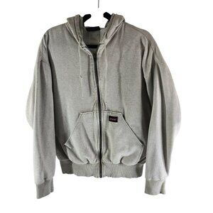 Dickies Mens Gray Full-Zip Hoodie Sweatshirt Drawstring Pockets Thermal Lined L?